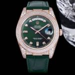 GB Factory ROLEX DayDate Alligator Leather Green Dial 40mm Replica Watches